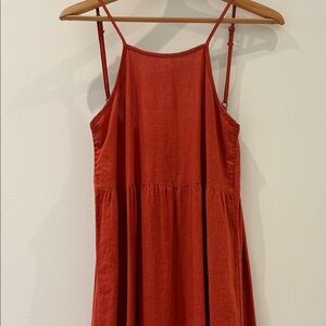 100% Linen Terracotta Midi Dress by UOs Urban Renewal
